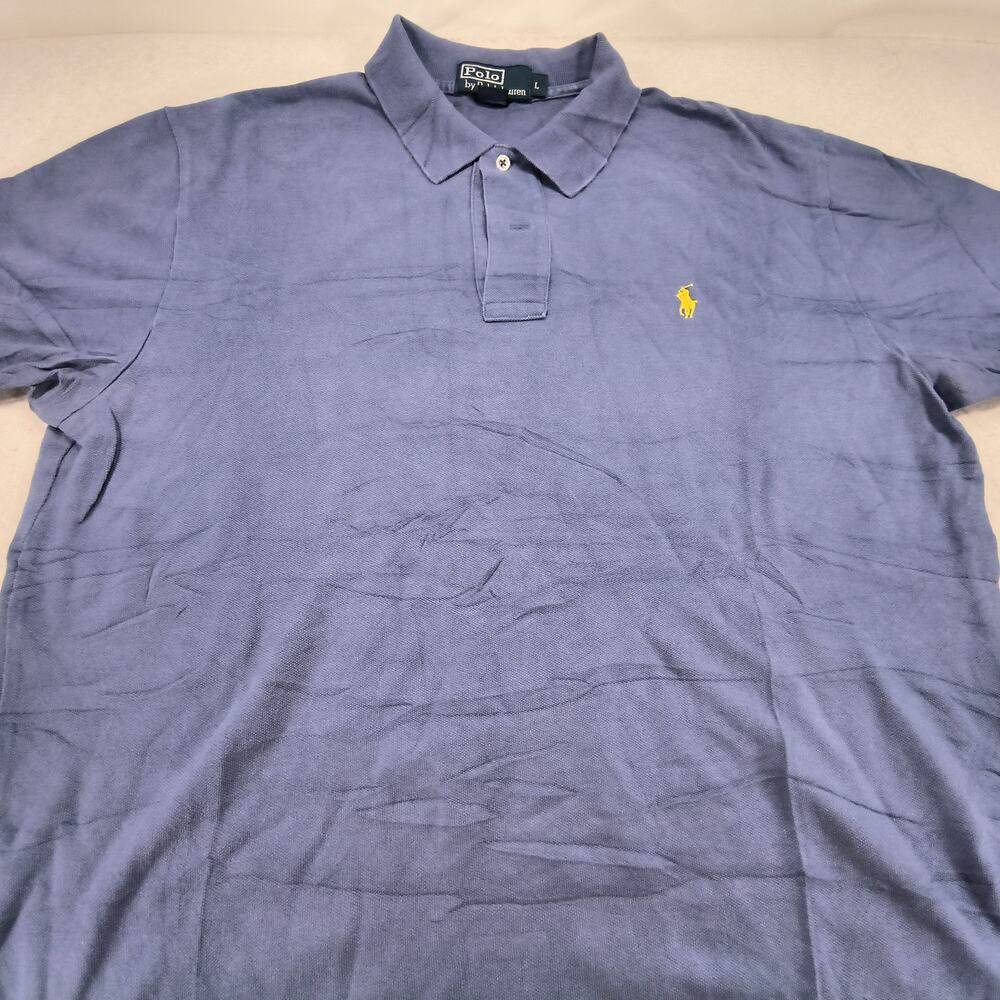 Polo by Ralph Lauren Short Sleeve Collared Polo Shirt Mens Size L Blue Yellow